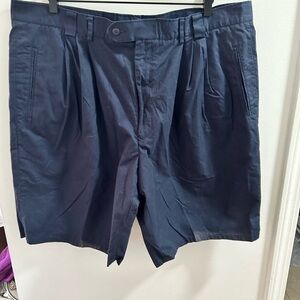 Bobby Jones Mens Navy Blue Pleated Cotton Shorts Size 42 Golf Casual